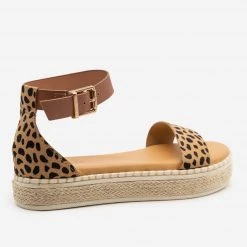 Bamboo Shoes Comfy Cheetah Print Espadrille Sandals Newest Arrivals
