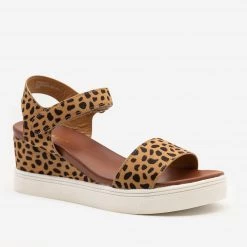 Bamboo Shoes Newest Arrivals Comfy Cheetah Print Sandal Wedges