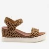 Bamboo Shoes Newest Arrivals Comfy Cheetah Print Sandal Wedges
