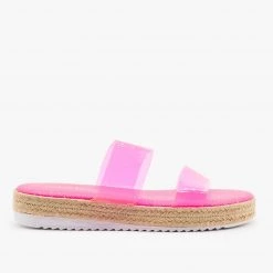 Anna Shoes Comfy Clear Strap Espadrille Sandals
