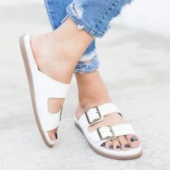 Bamboo Shoes Comfy Double Buckle Missy Slides Newest Arrivals
