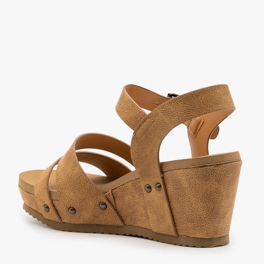 Bamboo Shoes Newest Arrivals Comfy Faux Leather Sandal Wedges 3 Bamboo Shoes Newest Arrivals Comfy Faux Leather Sandal Wedges
