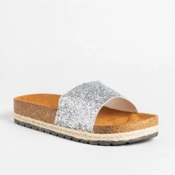 Anna Shoes Newest Arrivals Comfy Glitter Cork Slides