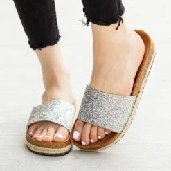 Anna Shoes Newest Arrivals Comfy Glitter Cork Slides