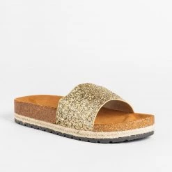 Anna Shoes Newest Arrivals Comfy Glitter Cork Slides