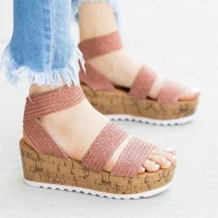 Wild Diva Shoes Comfy Knitted Cork Wedges Newest Arrivals