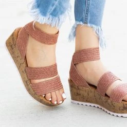 Wild Diva Shoes Comfy Knitted Cork Wedges Newest Arrivals