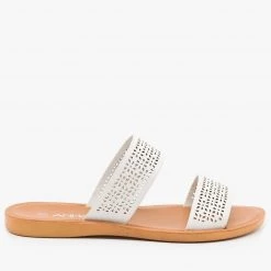 Anna Shoes Comfy Laser Cut Slip On Sandals Newest Arrivals