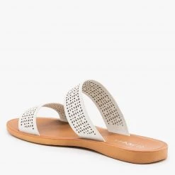 Anna Shoes Comfy Laser Cut Slip On Sandals Newest Arrivals