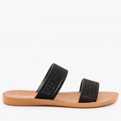 Anna Shoes Comfy Laser Cut Slip On Sandals Newest Arrivals