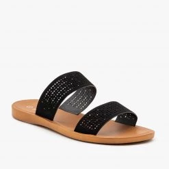Anna Shoes Comfy Laser Cut Slip On Sandals Newest Arrivals