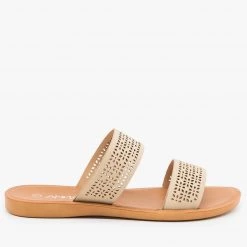 Anna Shoes Comfy Laser Cut Slip On Sandals Newest Arrivals
