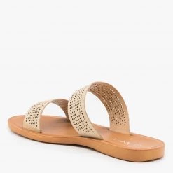 Anna Shoes Comfy Laser Cut Slip On Sandals Newest Arrivals