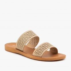 Anna Shoes Comfy Laser Cut Slip On Sandals Newest Arrivals