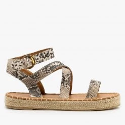 Qupid Shoes Newest Arrivals Comfy Snake Print Espadrille Sandals