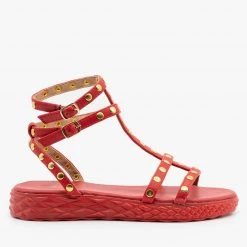 Qupid Shoes Newest Arrivals Comfy Studded Strappy Sandals