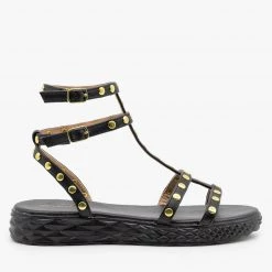 Qupid Shoes Newest Arrivals Comfy Studded Strappy Sandals