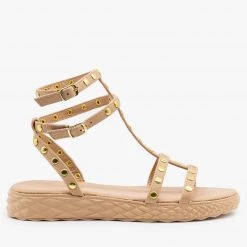 Qupid Shoes Newest Arrivals Comfy Studded Strappy Sandals