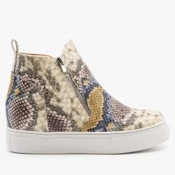 Nature Breeze Contemporary Snake Sneaker Wedges
