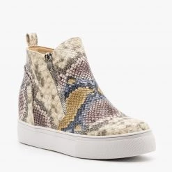 Nature Breeze Contemporary Snake Sneaker Wedges