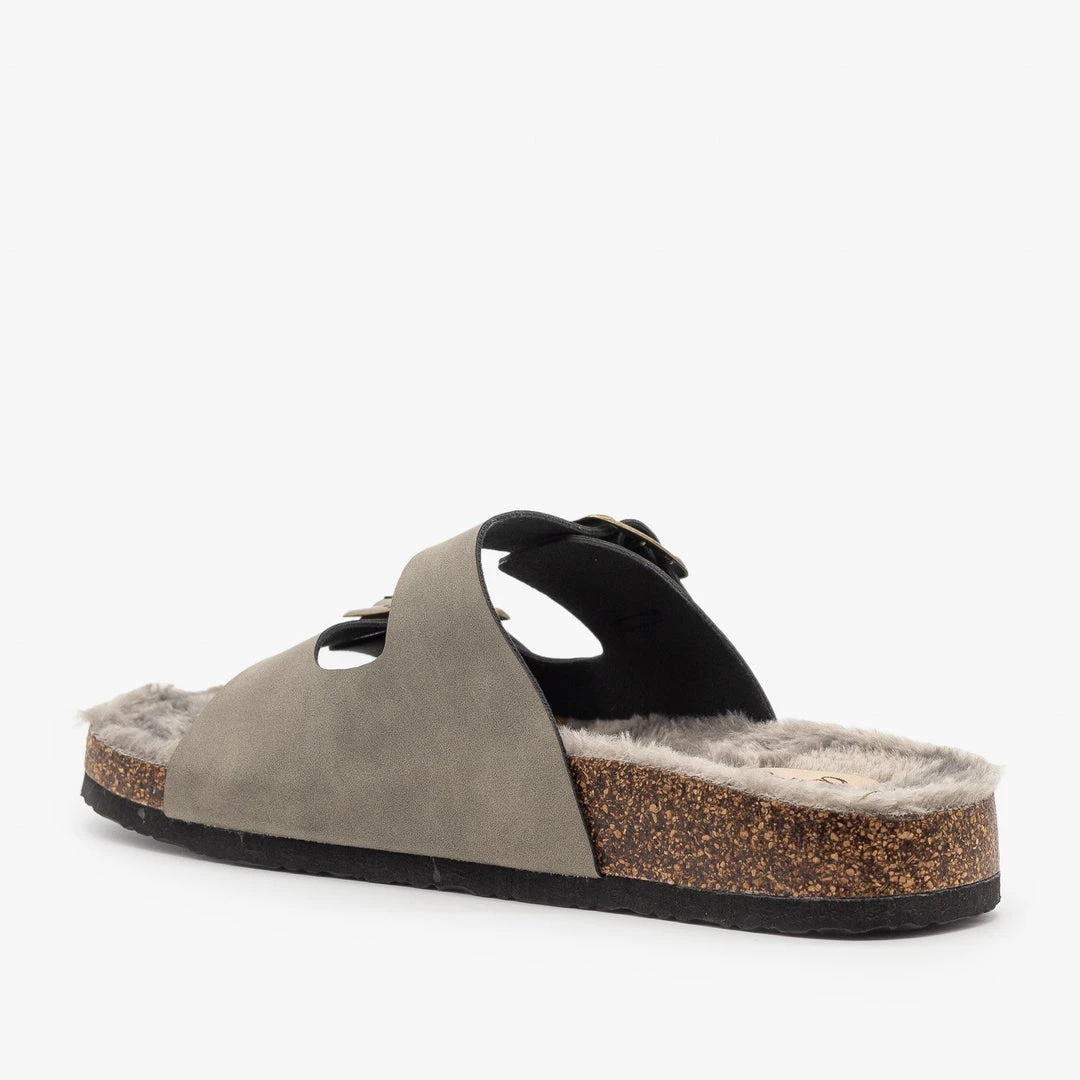 Refresh Newest Arrivals Cork Faux Fur Buckle Slides 6 Refresh Newest Arrivals Cork Faux Fur Buckle Slides