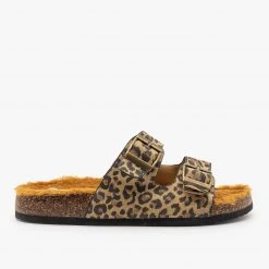 Refresh Newest Arrivals Cork Faux Fur Buckle Slides