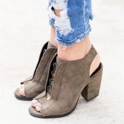 Qupid Shoes Corset Lace-Up Peep Toe Heels Newest Arrivals