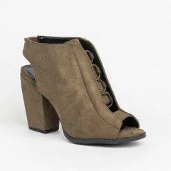 Qupid Shoes Corset Lace-Up Peep Toe Heels Newest Arrivals