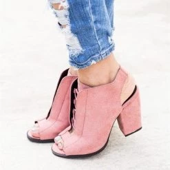 Qupid Shoes Corset Lace-Up Peep Toe Heels Newest Arrivals