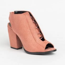 Qupid Shoes Corset Lace-Up Peep Toe Heels Newest Arrivals