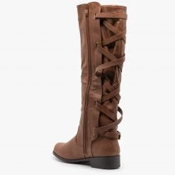 Glaze Newest Arrivals Corset-Style Criss Cross Riding Boots