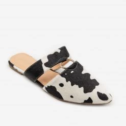 Mata Cow Print Cut Out Mules