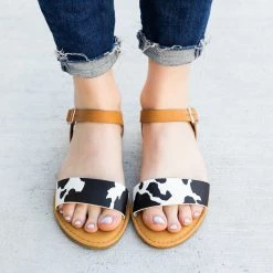 Bamboo Shoes Cow Print Slingback Buckled Sandals Newest Arrivals 7 Bamboo Shoes Cow Print Slingback Buckled Sandals Newest Arrivals