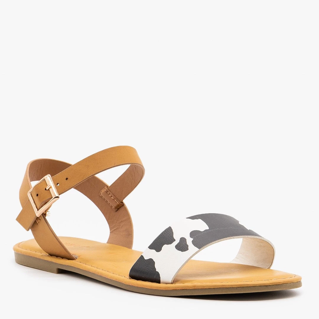 Bamboo Shoes Cow Print Slingback Buckled Sandals Newest Arrivals 2 Bamboo Shoes Cow Print Slingback Buckled Sandals Newest Arrivals