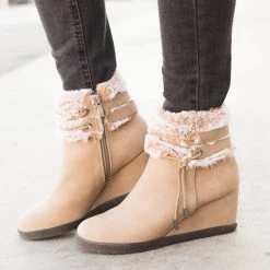 Lovmark Newest Arrivals Cozy Lined Wedge Booties