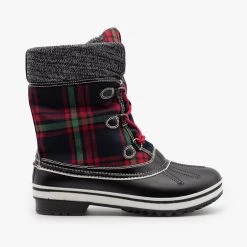Forever Newest Arrivals Cozy Plaid Winter Boots