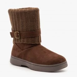 Bamboo Shoes Cozy Sweater-Cuffed Belted Booties