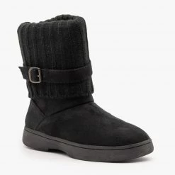 Bamboo Shoes Cozy Sweater-Cuffed Belted Booties