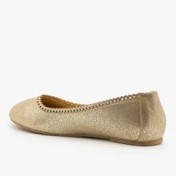 City Classified Shoes Cracked Gold Ballet Flats