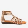 Olivia Miller Cracked Metallic Low Wedge Sandals Newest Arrivals
