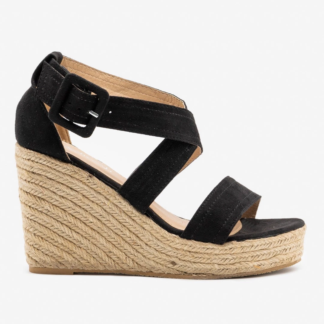 Refresh Criss-Cross Buckled Espadrille Wedges Newest Arrivals 2 Refresh Criss-Cross Buckled Espadrille Wedges Newest Arrivals