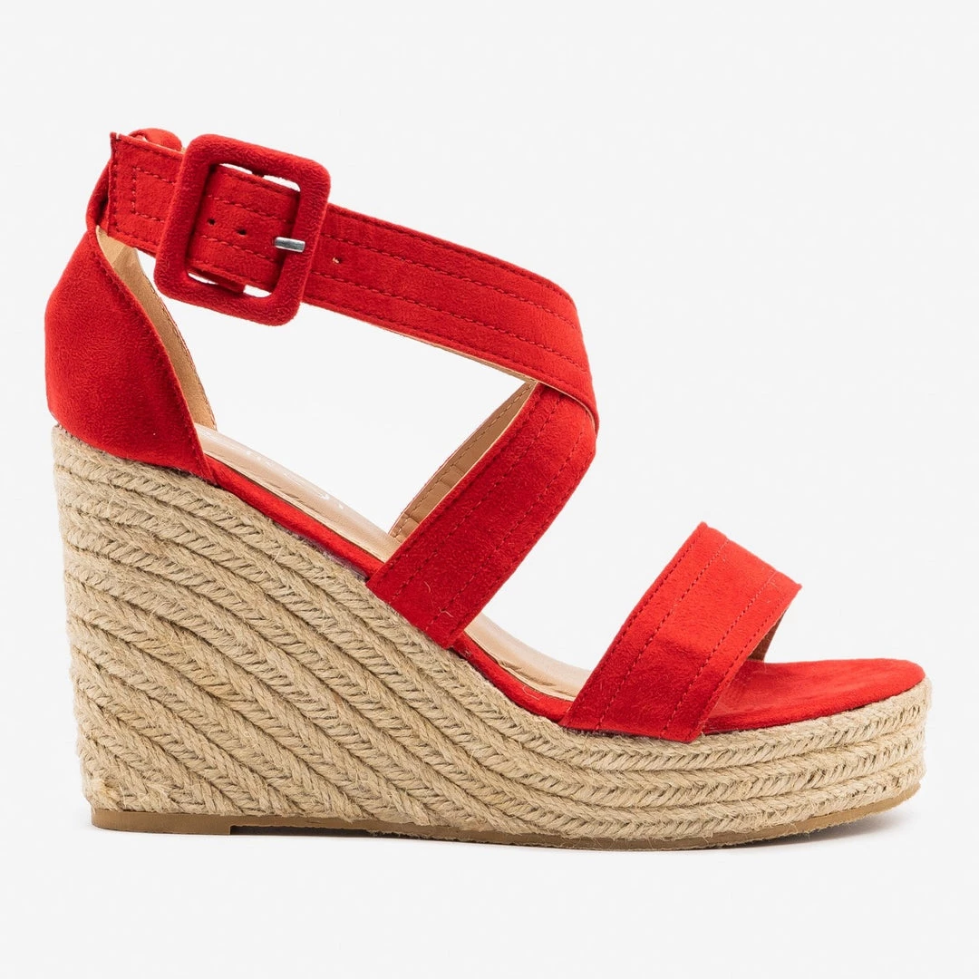 Refresh Criss-Cross Buckled Espadrille Wedges Newest Arrivals 4 Refresh Criss-Cross Buckled Espadrille Wedges Newest Arrivals