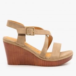 Bella Marie Newest Arrivals Criss Cross Buckled Sandal Wedges