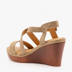 Bella Marie Newest Arrivals Criss Cross Buckled Sandal Wedges
