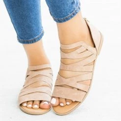 Qupid Shoes Criss Cross Closed Heel Sandals
