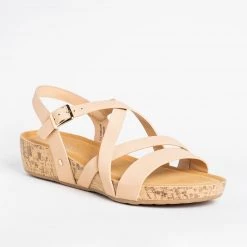 Bella Marie Newest Arrivals Criss Cross Cork Flatform Sandals