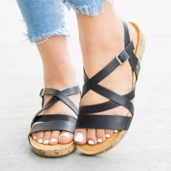 Bella Marie Newest Arrivals Criss Cross Cork Flatform Sandals