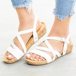 Bella Marie Newest Arrivals Criss Cross Cork Flatform Sandals