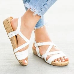 Bella Marie Newest Arrivals Criss Cross Cork Flatform Sandals