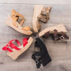 DbDk Fashion Criss Cross Cork Wedges